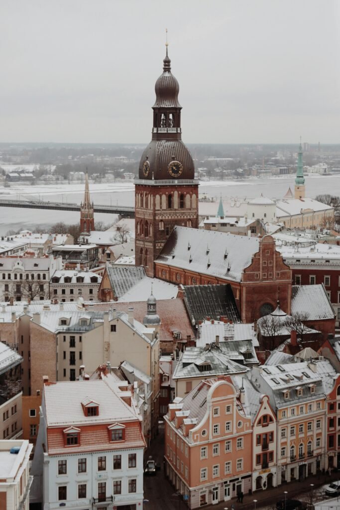 pexels photo 20726643 20726643 1 Aerial winter view of Riga, Latvia showcasing the iconic cathedral and historical architecture.